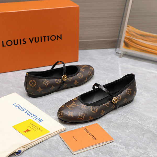 LV 25C Romy Flat Caramel Brown Monogram Sheepskin 600771