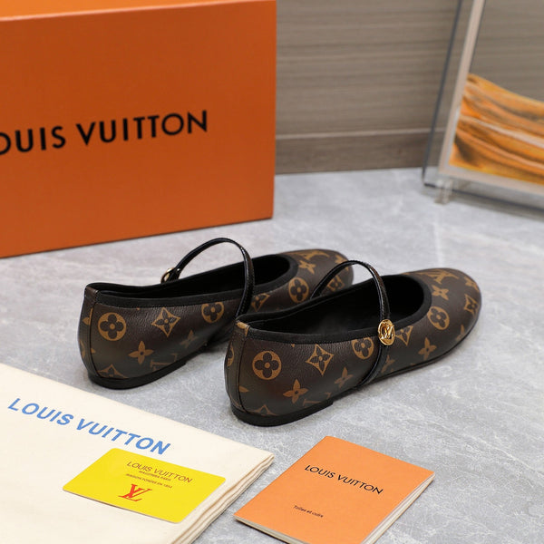 LV 25C Romy Flat Caramel Brown Monogram Sheepskin 600771