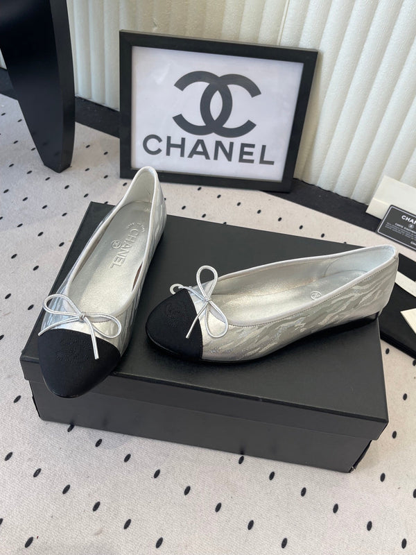 CC Ballet Flats Silver in Sheepskin 611692