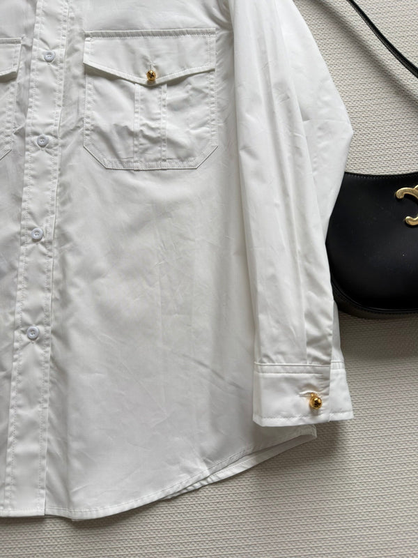 Celine 26SS White Double-pocket Shirt White in Cotton 943328