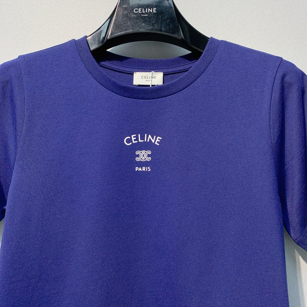 Celine 26SS Blue Short-Sleeve T-Shirt in Cotton 101586