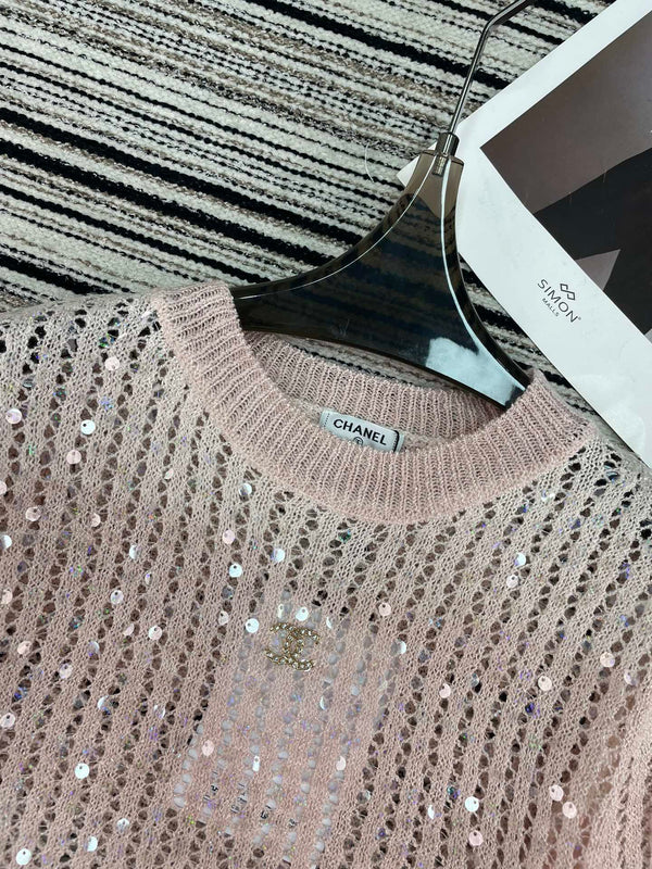 Chanel Knit Short-sleeve Pink in Wool 133523