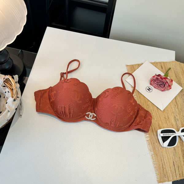 Chanel Two-piece Bikini Swimsuit with Underwire Earthy Orange in Cotton 195161