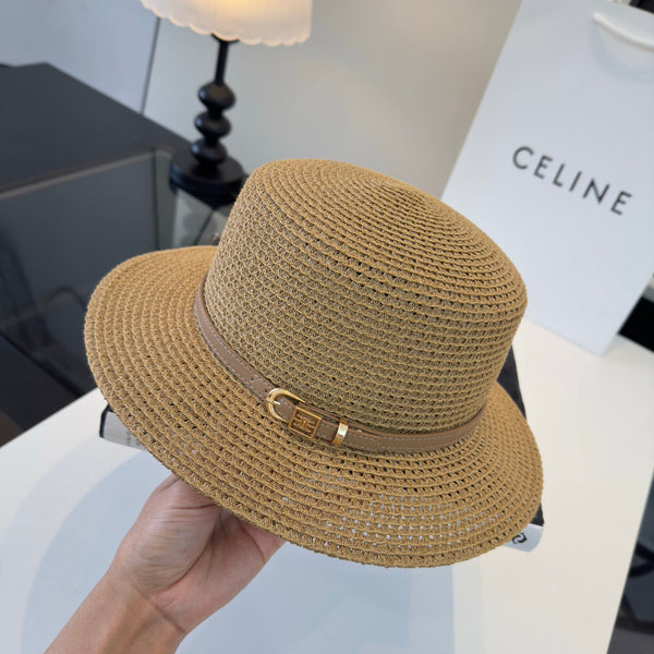 Celine Fedora Hat Camel in Straw 197600