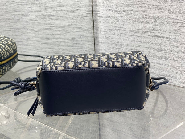 Dior 26 Bow Pouch 20cm in Blue Jacquard Lambskin