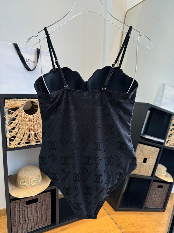 Chanel One-piece Swimsuit Black in Cotton 201803