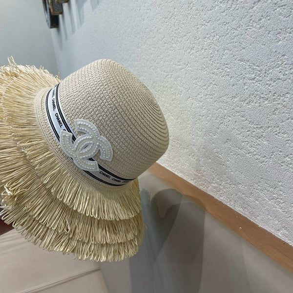 Chanel Bucket Hat Cream in Straw 205629