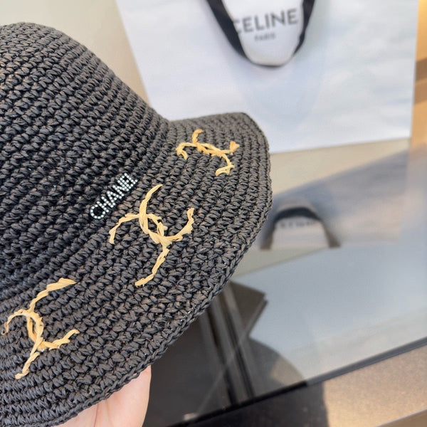 Chanel Summer Folding Hat Black in Straw 205441