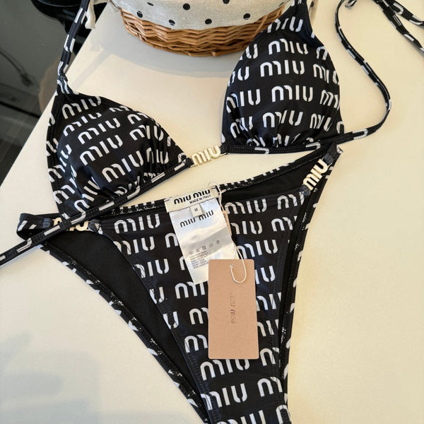 Miumiu Two-piece Bikini Swimsuit Black in Cotton polyester 204646