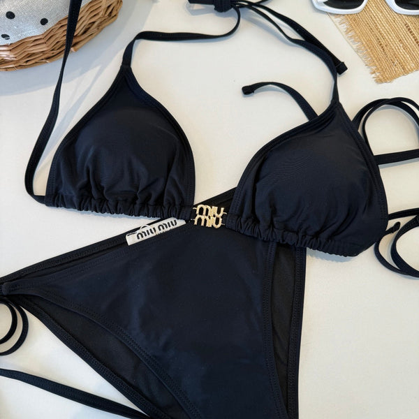Miumiu Two-piece Bikini Swimsuit Black in Cotton polyester 204642