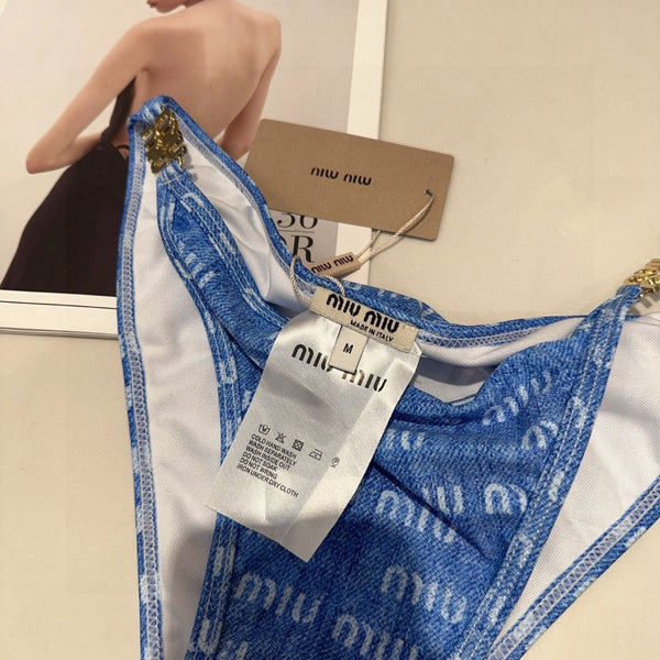 Miumiu Swimsuit Blue in Cotton polyester 201870