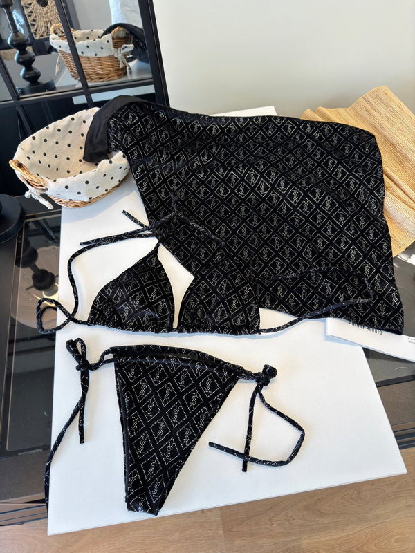 YSL Bikini Swimsuit Black in Cotton 187428