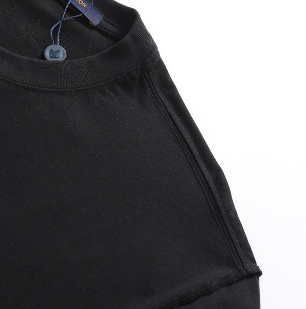 Louis Vuitton Floral & Brand Logo T-Shirt Black in Cotton 197471