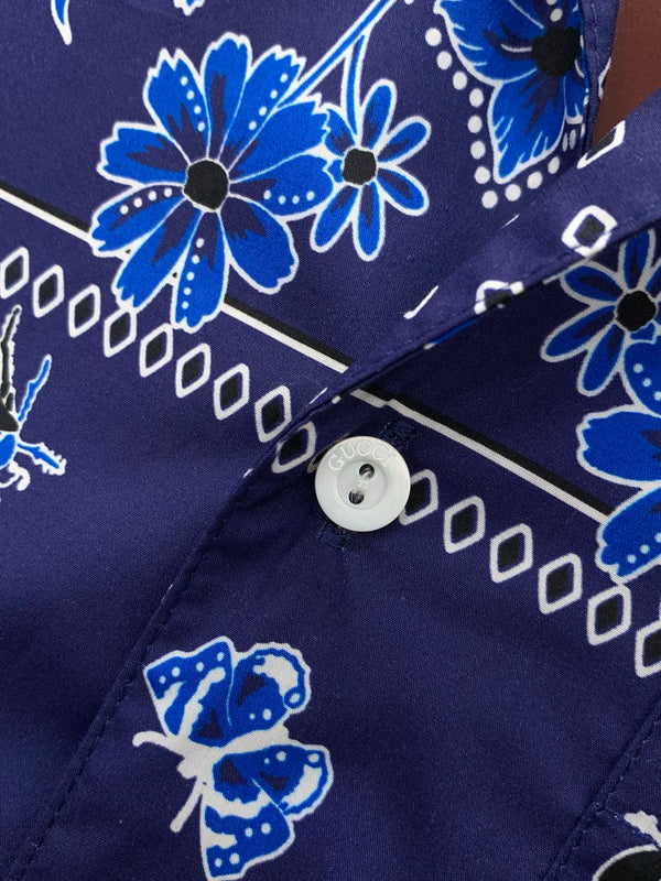 Gucci Short-sleeve Shirt Navy Blue in Cotton 200655