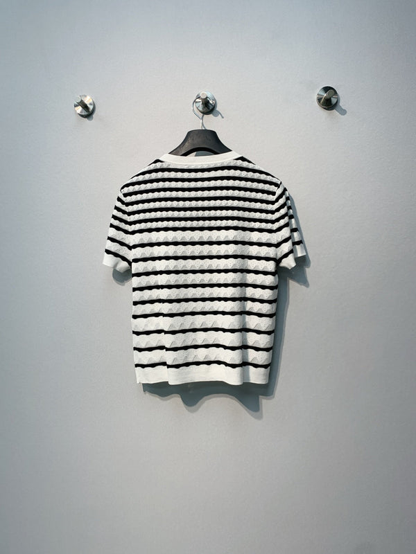 Dior 26SS Striped Knit Short-Sleeve Top White in Polyester Fiber 199330