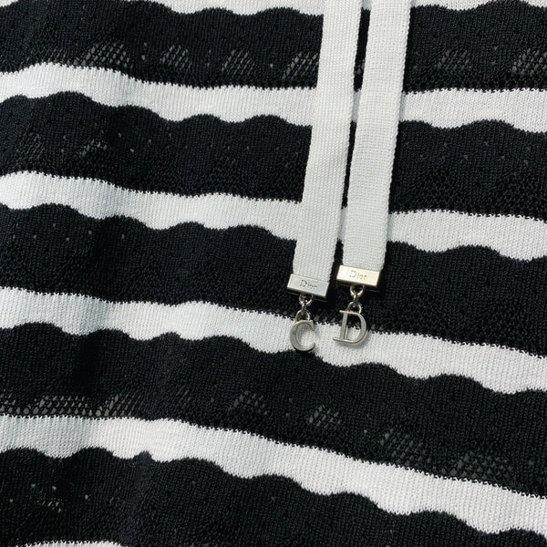 Dior 26SS Striped Knit Short-Sleeve Top Black in Polyester Fiber 199329