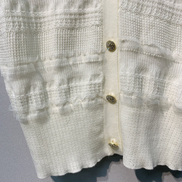 Dior 26 Cream White Knit Cardigan in Tencel 190096