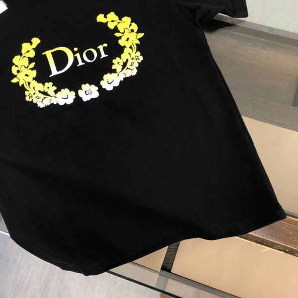 Dior Crew Neck Short Sleeve T-Shirt Black in Cotton 181970