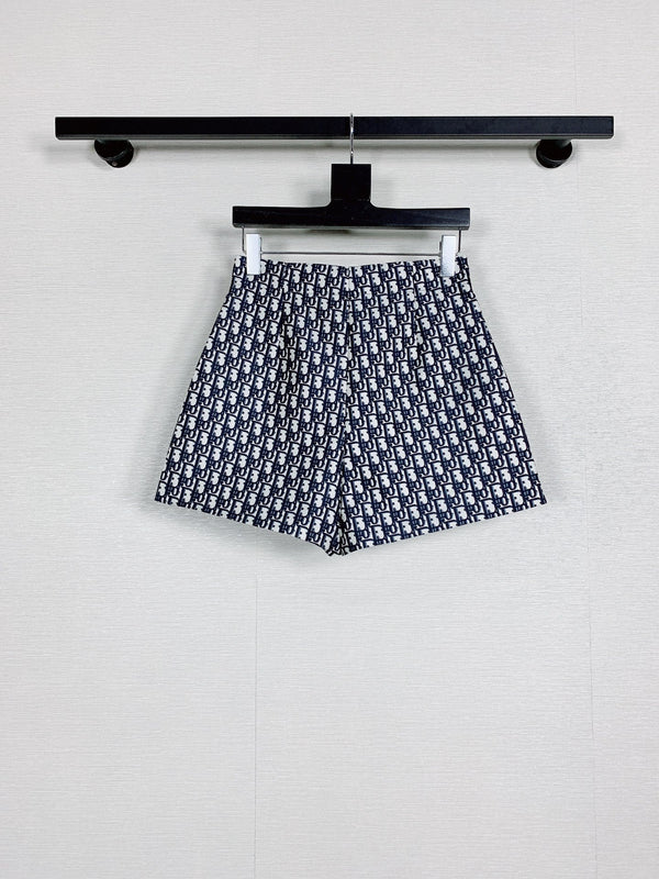 Dior Monogram Casual Culottes Navy Blue in Cotton Fiber 353859