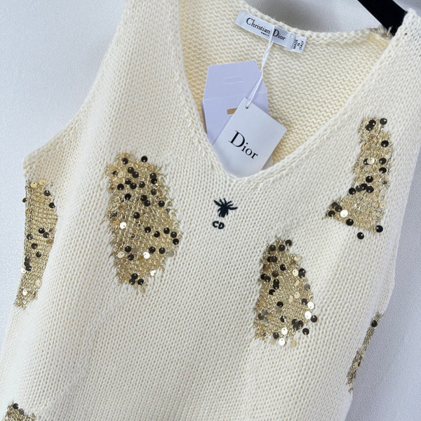 Dior Sequin Knit Vest Cream in Nylon 360693