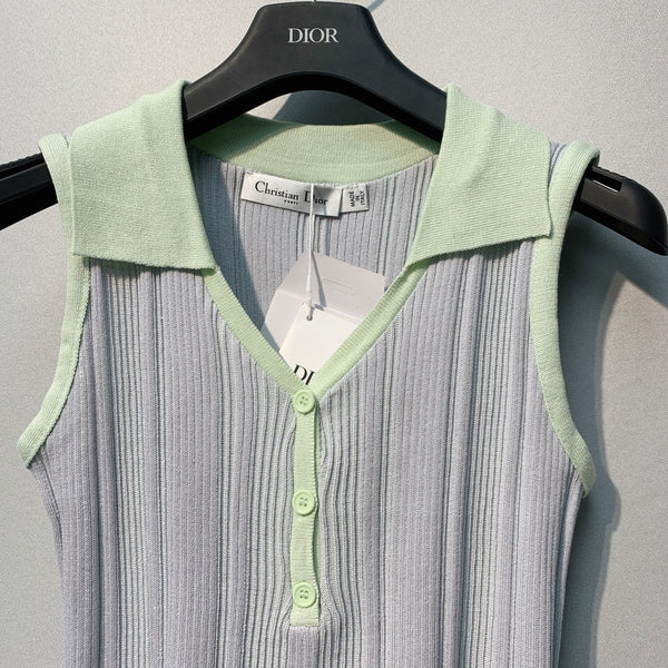Dior 26 Striped Vest Gray Green in Knit Fabric 355878