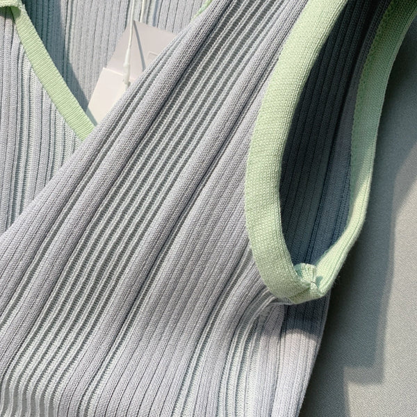 Dior 26 Striped Vest Gray Green in Knit Fabric 355878