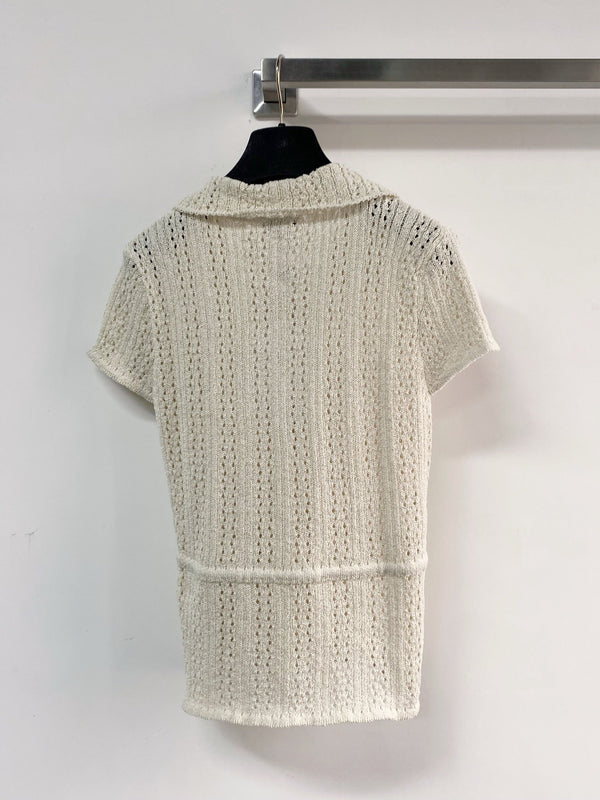 Chanel Short-Sleeve T-Shirt Ivory in Cotton Nitrile 204086