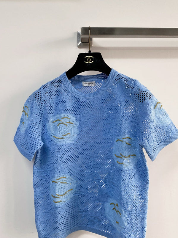 Chanel Short-Sleeve T-Shirt Blue in Cotton 204037