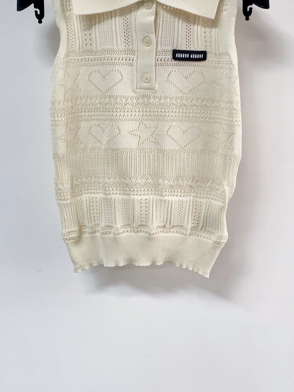 Miumiu Vest Beige in Cotton 207984