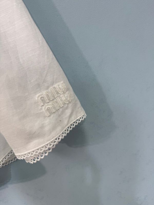 Miumiu Midi Skirt White in Cotton 207816