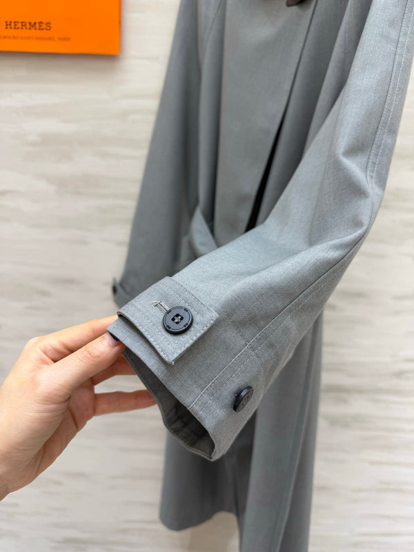 HM Stand Collar Trench Coat Gray in Cotton and Polyester 221621