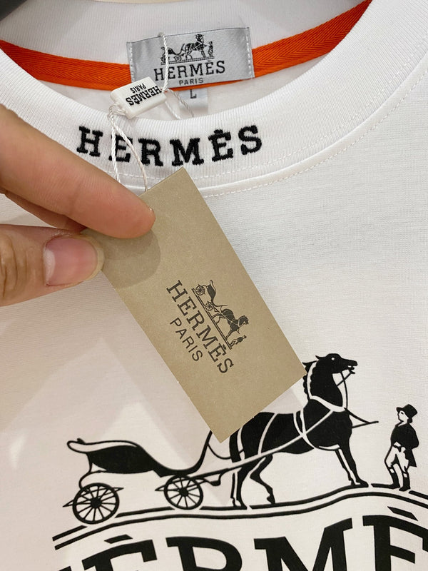 HM Short-Sleeve T-Shirt White in Cotton 215436