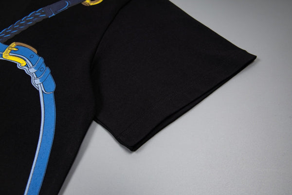 HM Short-Sleeve T-Shirt with Equestrian Theme Print Black in Cotton 215416