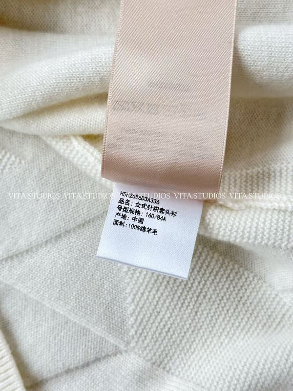 HM Geometric Knit Short-Sleeve T-Shirt White in Sheep Wool 196153