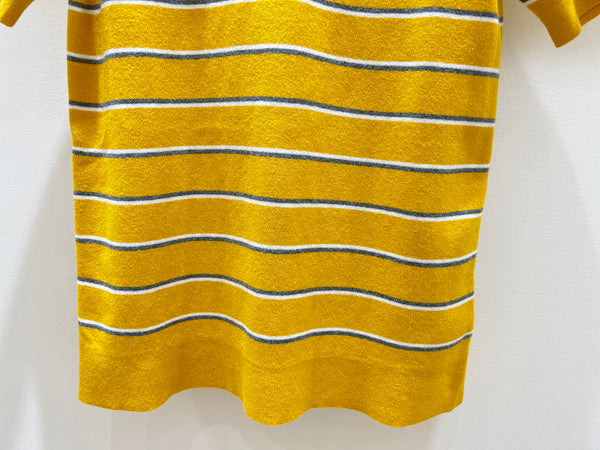 Miu Miu Yellow Striped Knit Short-Sleeve T-Shirt in Cotton 221234