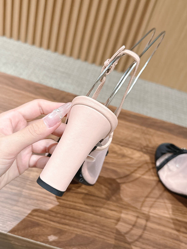 CC 26SS Slingback 80 with Bow Light Pink Black in Mesh 692549