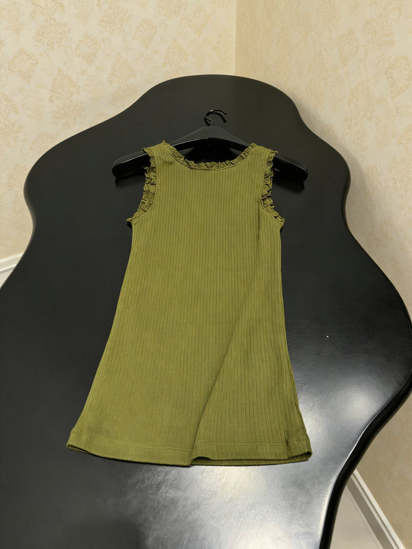 Miu Miu Green Lace-Trimmed Knit Vest Olive Green in Cotton 219026