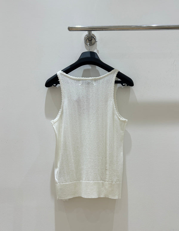 Miu Miu Wavy Lace Vest Cream in Wool 218886