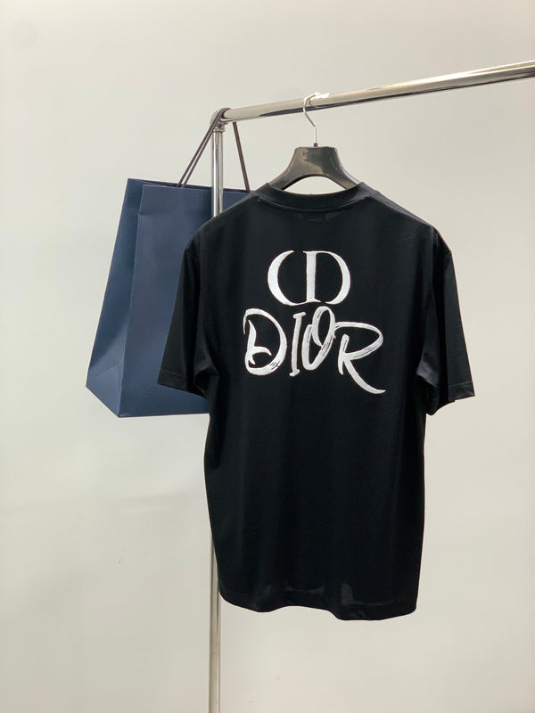 Dior Crew Neck Short-sleeved T-shirt Black in Cotton 232888