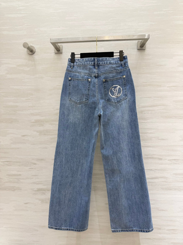 LV Monogram Wide-leg Jeans Blue in Denim 227410
