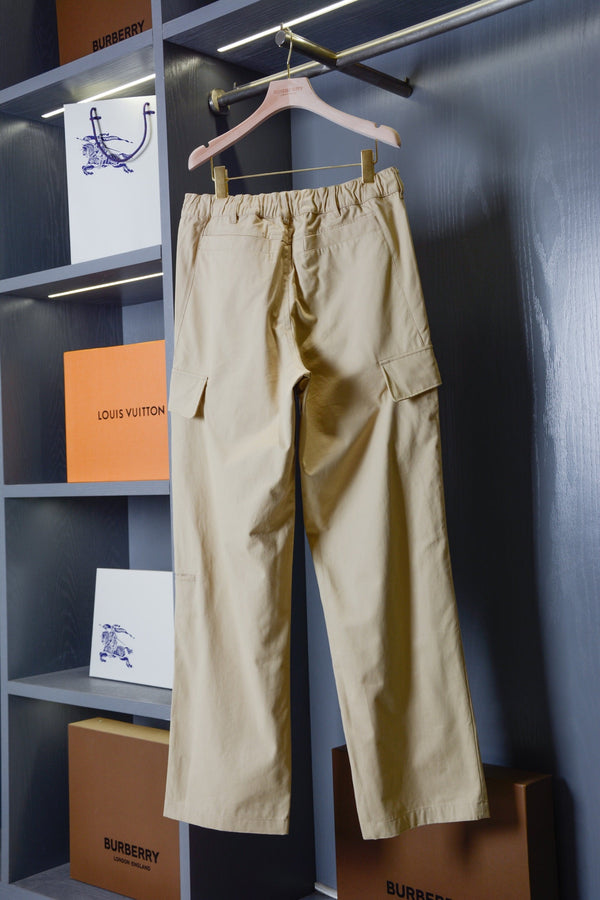 LV Khaki Cargo Wide-Leg Pants in Cotton 220344