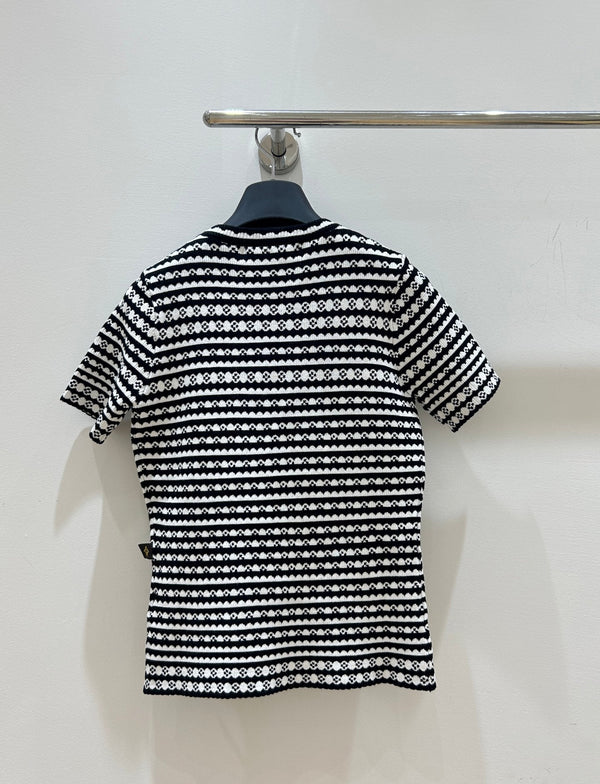 LV Short-Sleeve Knit Top Black in Cotton 217691