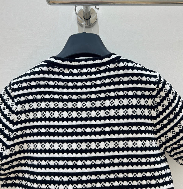 LV Short-Sleeve Knit Top Black in Cotton 217691
