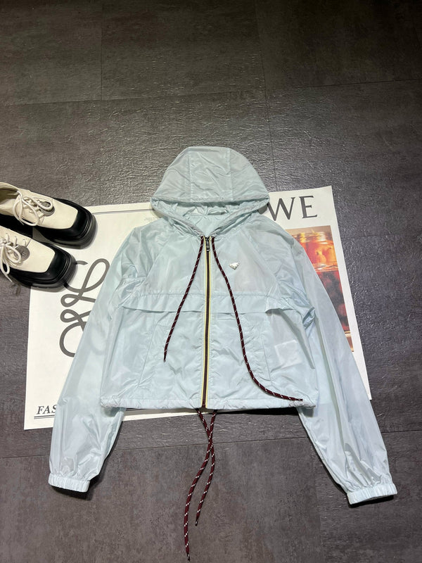 Prada Lightweight Sun Protection Windbreaker Jacket Light Blue in Polyester 234570