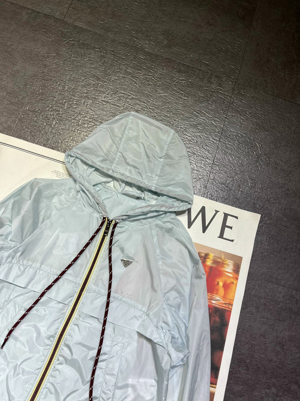 Prada Lightweight Sun Protection Windbreaker Jacket Light Blue in Polyester 234570
