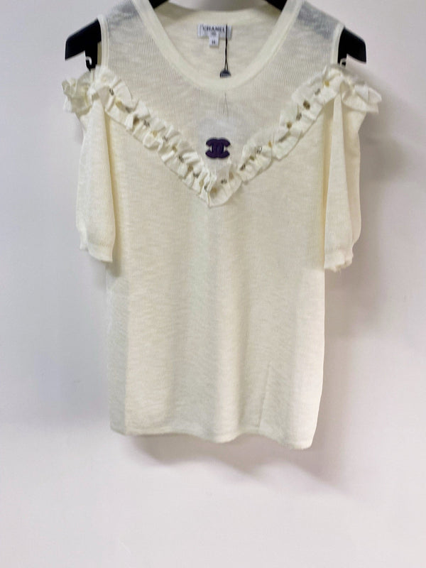 Chanel 26 Short-Sleeve T-Shirt Cream in Acrylic 252223