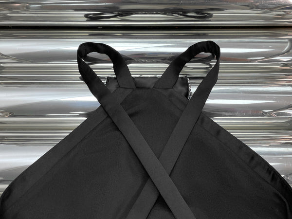 Miu Miu 26 Rhinestone Bow Waist-cinching Dress Black in Polyester 205618