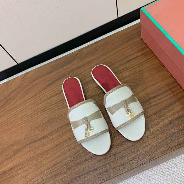 LP Color-blocked Sandals Off-white Taupe in Canvas 703246