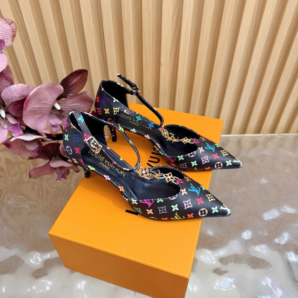 LV 6AM Slingback Pump 65 Black in Monogram Cowhide 703072