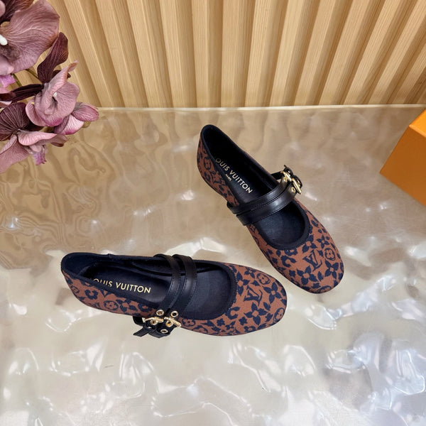 LV Romy Flat Ballerina Brown in Canvas 703061
